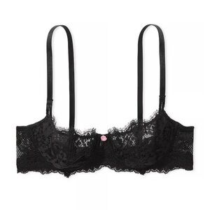 Victoria's Secret Black Lace Underwire Bra with Pink Center Detail